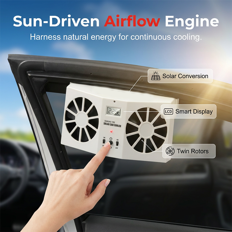 🔥➡️❄️ 50% KORTING! Terwijl jij winkelt, werkt deze solar fan zich suf! Hij jaagt de hete, muffe lucht je auto uit, zodat jij terugkomt in een koelere cabine. Alsof je een airco hebt die draait op zonneschijn!