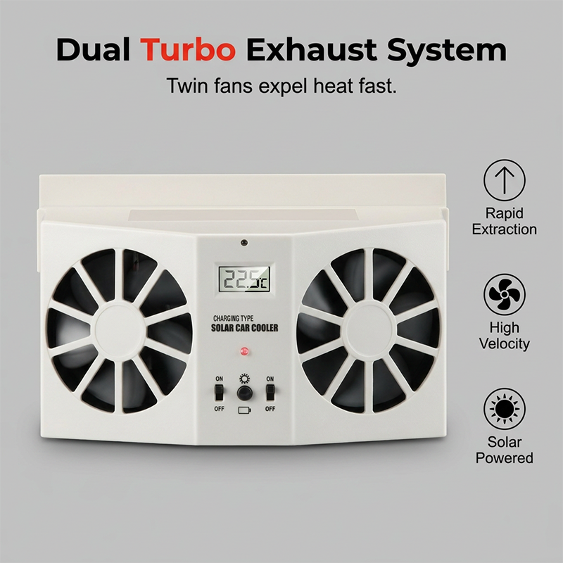 🔥➡️❄️ 50% KORTING! Terwijl jij winkelt, werkt deze solar fan zich suf! Hij jaagt de hete, muffe lucht je auto uit, zodat jij terugkomt in een koelere cabine. Alsof je een airco hebt die draait op zonneschijn!