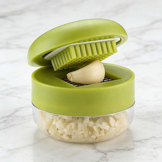 ❄️Zomerfresh 50% Korting!✨Mini Knoflookpers met Opvangbakje – Compacte Handmatige Knoflookhakker voor Knoflook, Gember, Sjalot & Chili