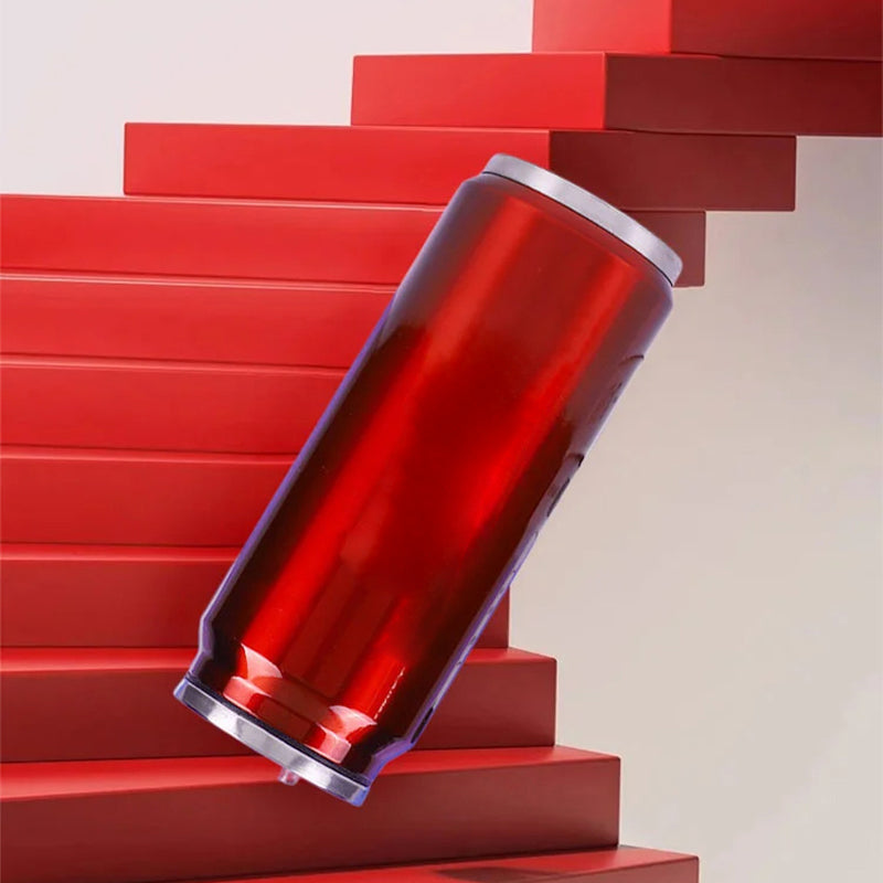 🥤Dubbelwandige, geïsoleerde roestvrijstalen beker in de vorm van een colablikje.