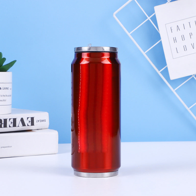 🥤Dubbelwandige, geïsoleerde roestvrijstalen beker in de vorm van een colablikje.