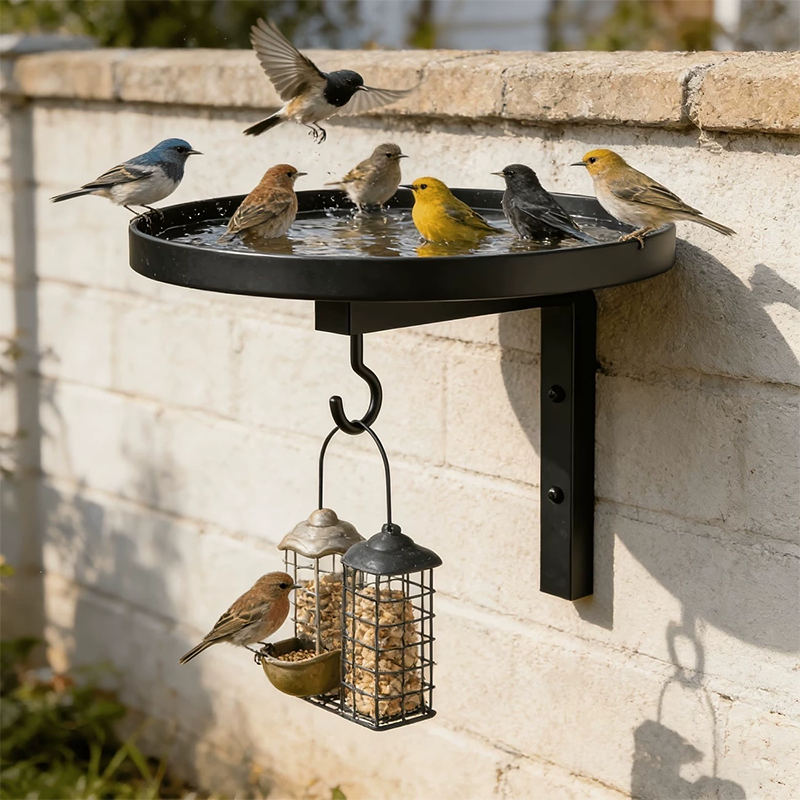 📢📢50% OFF !!!⏰Wall-Mounted Metal Bird Bath – Antique Bronze Finish 🐦🛁🧱🏡