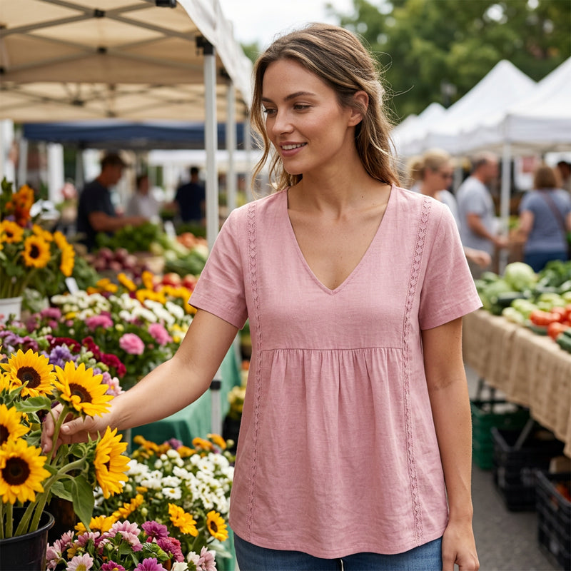 Elegant T-shirt met V-hals voor dames