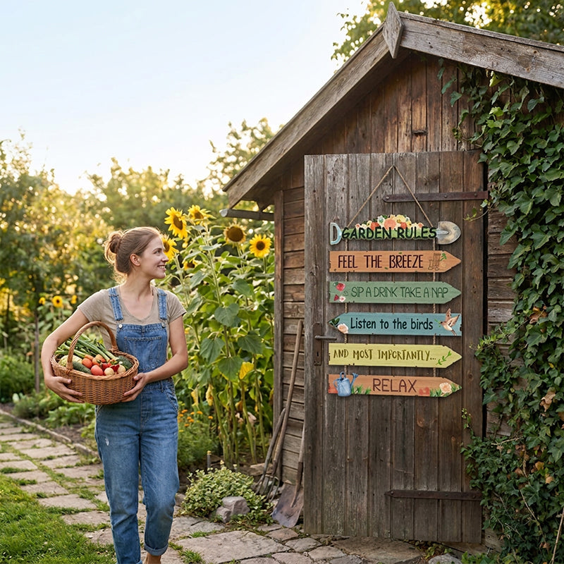 🌿 50% KORTING – Rustieke Houten Tuin Wanddecoratie – Warme Sfeer voor Huis & Tuin ✨