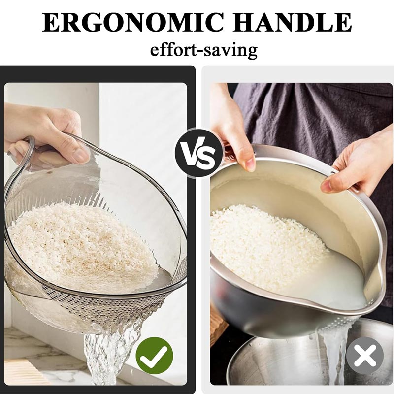 🍇🚫 50% KORTING! Stop met het morsen van water over je aanrecht! Deze multifunctionele zeefschaal met slim handvat spoelt je groenten en fruit, giet pasta af, en serveert je salade – allemaal met één hand. Jouw aanrecht blijft eindelijk droog!