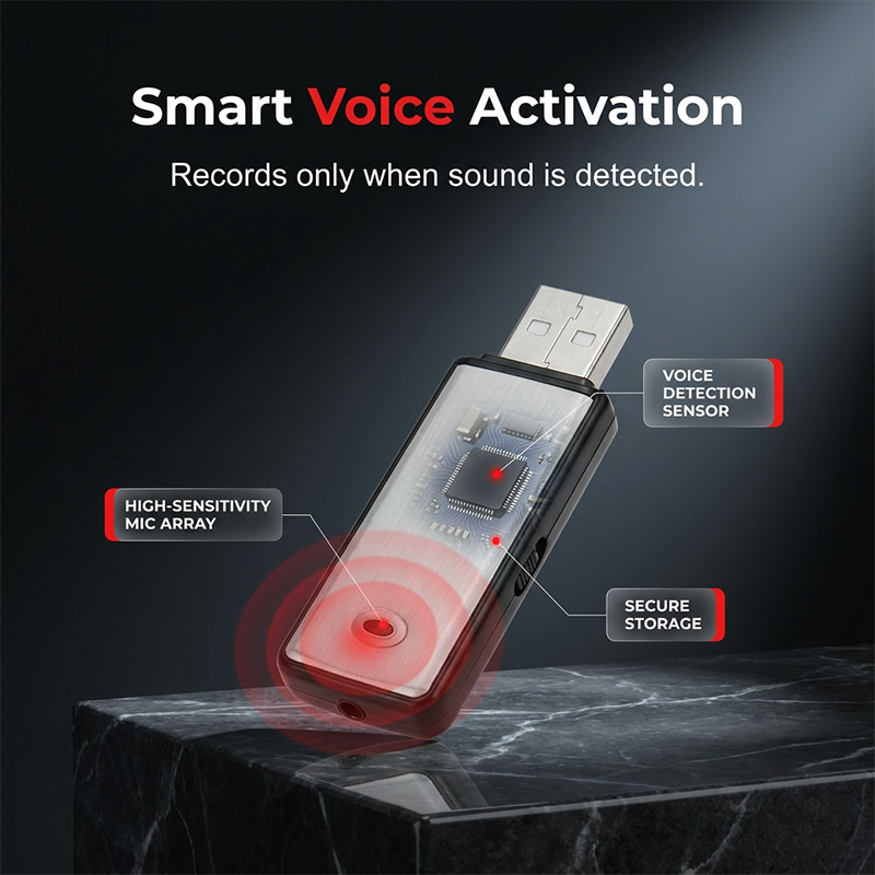 Draagbare USB-stemrecorder met hoge resolutie en ruisonderdrukking