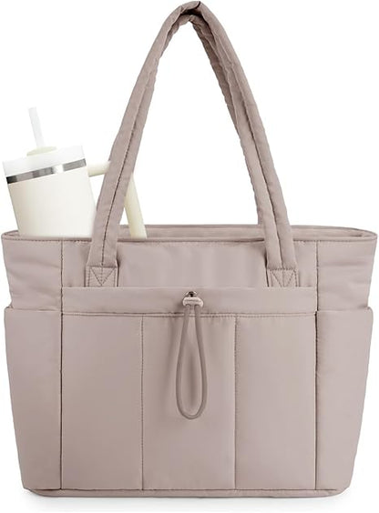 💕Hot Sale 50% KORTING🎁Wandering Nature Puffer Tote Bag met bekerhouder, laptopvak en trolleyhoes voor reizen, werk, verpleegkundigen en vrouwen