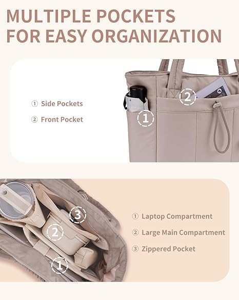 💕Hot Sale 50% KORTING🎁Wandering Nature Puffer Tote Bag met bekerhouder, laptopvak en trolleyhoes voor reizen, werk, verpleegkundigen en vrouwen