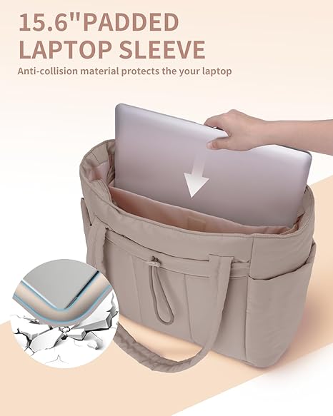 💕Hot Sale 50% KORTING🎁Wandering Nature Puffer Tote Bag met bekerhouder, laptopvak en trolleyhoes voor reizen, werk, verpleegkundigen en vrouwen