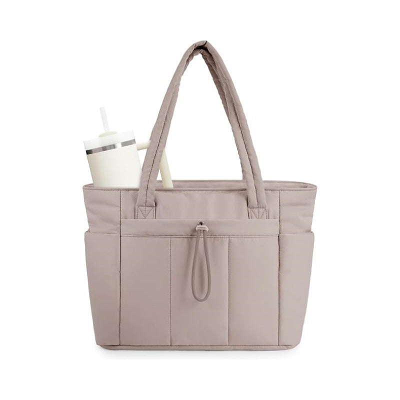 💕Hot Sale 50% KORTING🎁Wandering Nature Puffer Tote Bag met bekerhouder, laptopvak en trolleyhoes voor reizen, werk, verpleegkundigen en vrouwen