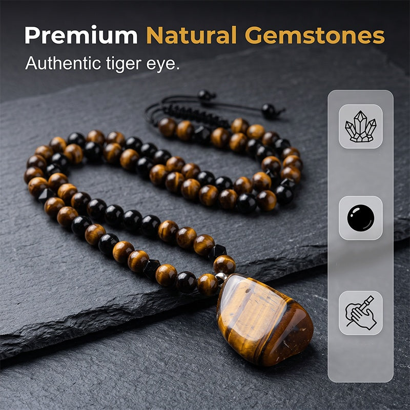 🔥56% KORTING NU🦁 Natuurlijke Tijgeroog Kralenketting voor Heren – Stijlvolle Sieraden met Energiesteen voor Dagelijks Gebruik & als Cadeau 🎁
