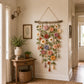 ❄️Zomerfresh 50% Korting!🌸Gehaakte Bloemen Wanddecoratie – Boho Wandhanger met Bloemen, Groene Ranken & Kwastjes voor Slaapkamer en Woonkamer
