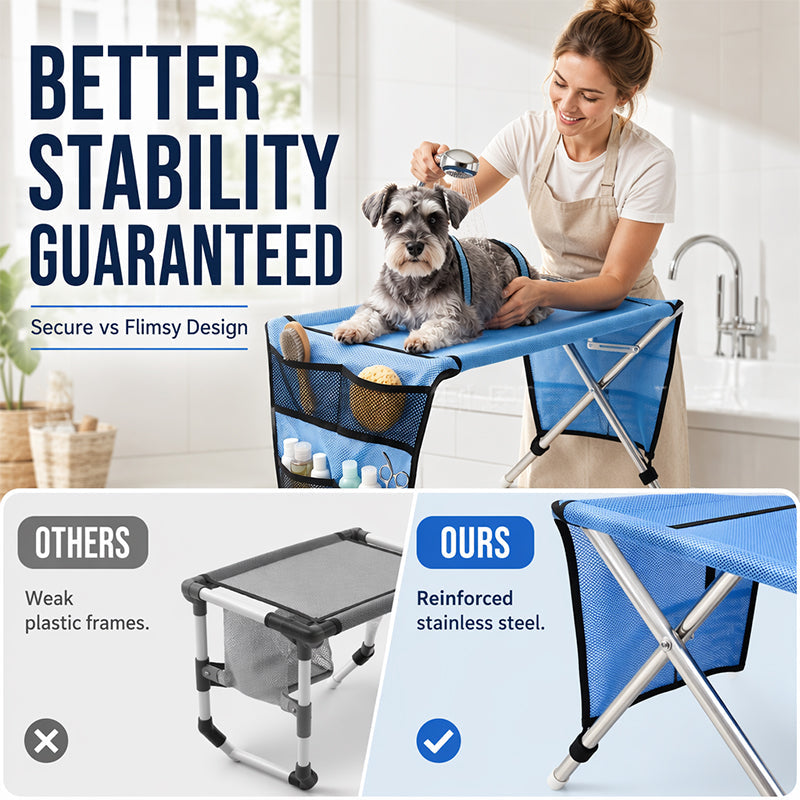💥【50% OFF】🔥 Verzorgingsbed voor Kleine Honden | Stabiel & Comfortabel, Minder Gefriemel | Afneembaar, Makkelijk Op Te Bergen | Ademend Steunvlak | Krasbestendige Fixatie | 2-in-1: Tafel & Hangmat |60x33x40cm | Voor Nagels Knippen/Wassen/Borstelen 🐾