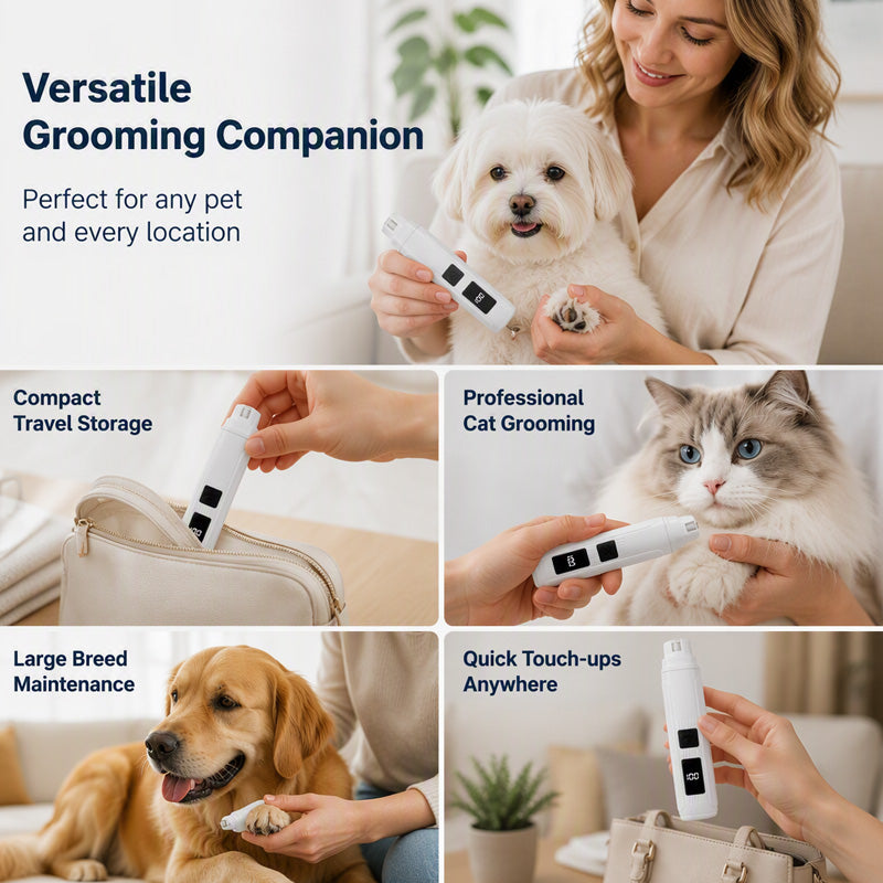 🐾✨ 50% KORTING! Alsof je een fluisterende manicure in je hand hebt die de nagels van je huisdier in 1 minuut slijpt zonder dat hij wakker wordt! LED-display, 3 standen, en nooit meer angst voor de tondeuse.