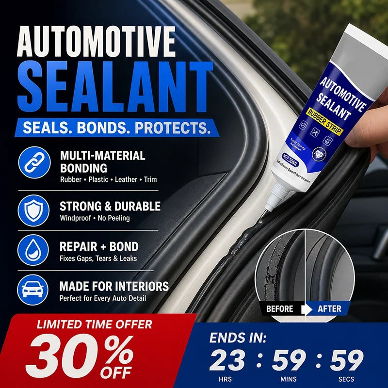 🚗NU 50% KORTING! Auto Deur Rubber Afdichtingslijm – 2-in-1 Afdichten & Hechten Automotive Reparatielijm, Herstelt Rubber Strip Gaten, Scheuren & Los Trim voor Auto Interieur Onderdelen