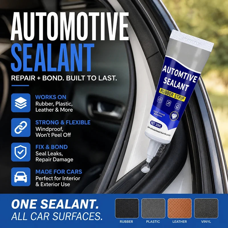 🚗NU 50% KORTING! Auto Deur Rubber Afdichtingslijm – 2-in-1 Afdichten & Hechten Automotive Reparatielijm, Herstelt Rubber Strip Gaten, Scheuren & Los Trim voor Auto Interieur Onderdelen
