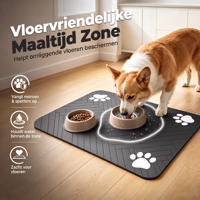 🐾💧 -50%! 🧼 Gemakkelijk schoon te maken voerbakmat voor huisdieren – Diatomeeënaarde – Waterdicht oppervlak & morsbestendig voor een schone eetruimte 🐶