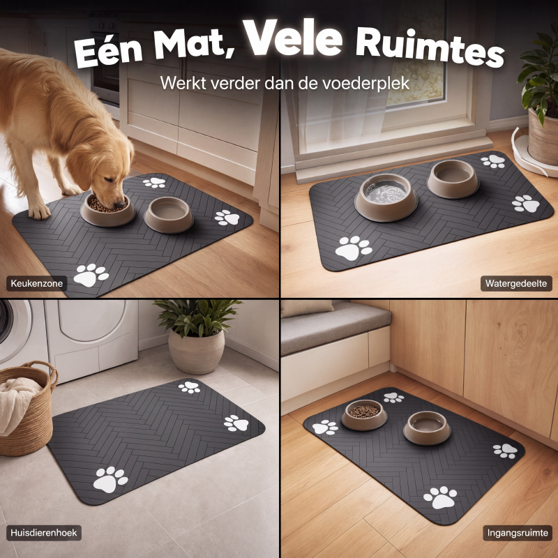 🐾💧 -50%! 🧼 Gemakkelijk schoon te maken voerbakmat voor huisdieren – Diatomeeënaarde – Waterdicht oppervlak & morsbestendig voor een schone eetruimte 🐶