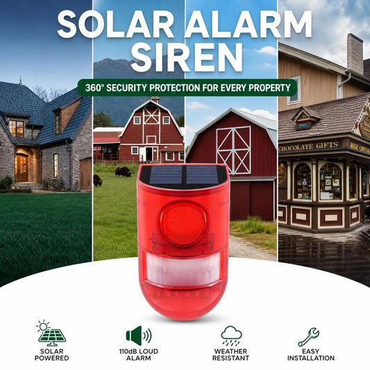 🛡️ 50% OFF NOW! ☀️110dB Solar Powered Siren Alarm with Motion Sensor, 6 LED Flash Modes, IP55 High Quality - Outdoor Security Speaker for Home, Farm, Home Improvement Security & Safety