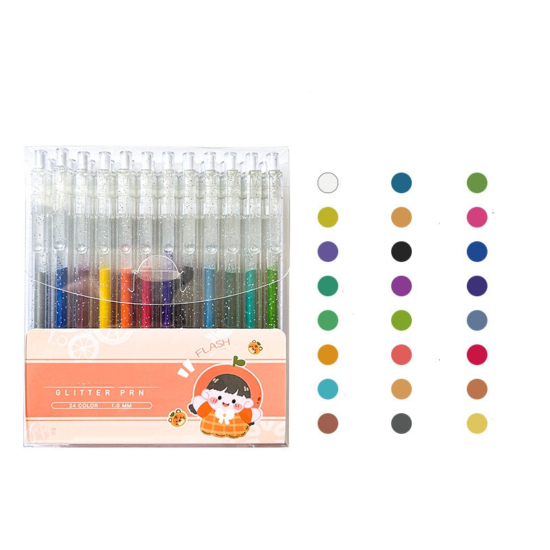 Set met intrekbare glittergelpennen voor journaling en tekene