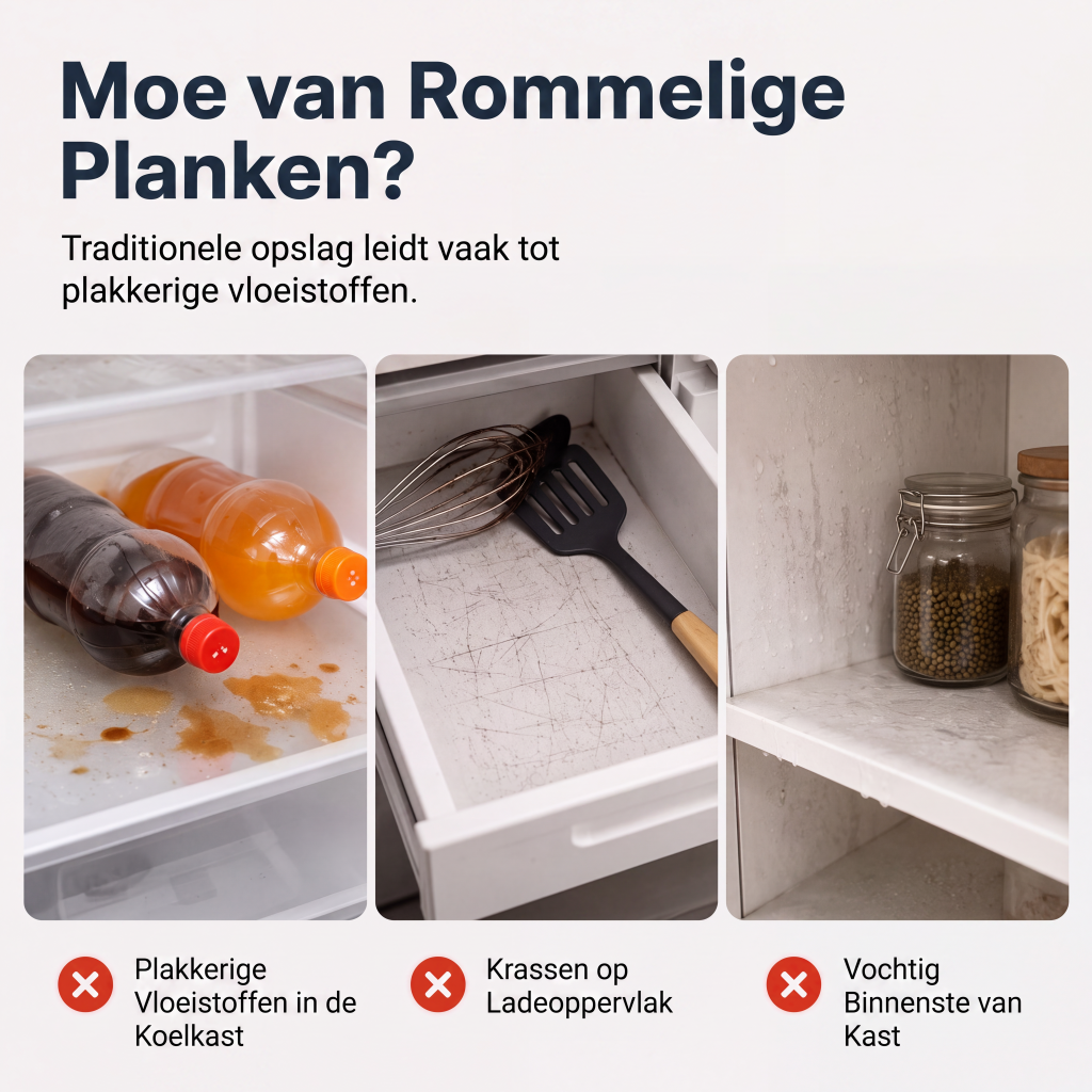 🛡️ Waterdichte Koelkastplankbeschermers – Anti-slip & Makkelijk Schoon te Maken | Beschermt Planken tegen Vlekken & Knoeien ✨