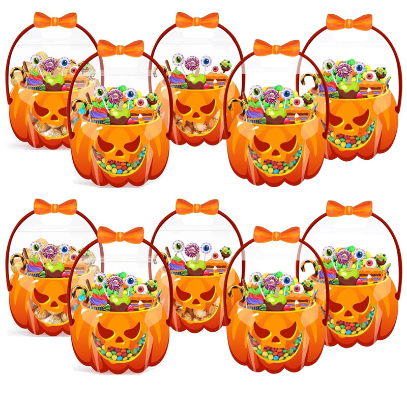 🔁 Herbruikbare Halloween Pompoenzakjes – Stevige, Doorzichtige Cadeautasjes voor Snoep, Goodies en Feestartikelen 🎁🕷️