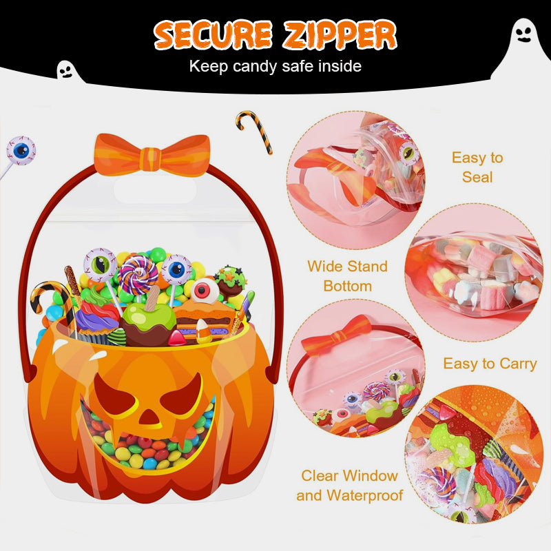 🔁 Herbruikbare Halloween Pompoenzakjes – Stevige, Doorzichtige Cadeautasjes voor Snoep, Goodies en Feestartikelen 🎁🕷️
