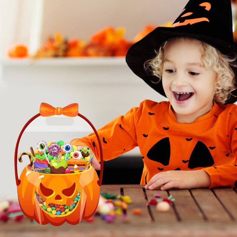 🔁 Herbruikbare Halloween Pompoenzakjes – Stevige, Doorzichtige Cadeautasjes voor Snoep, Goodies en Feestartikelen 🎁🕷️