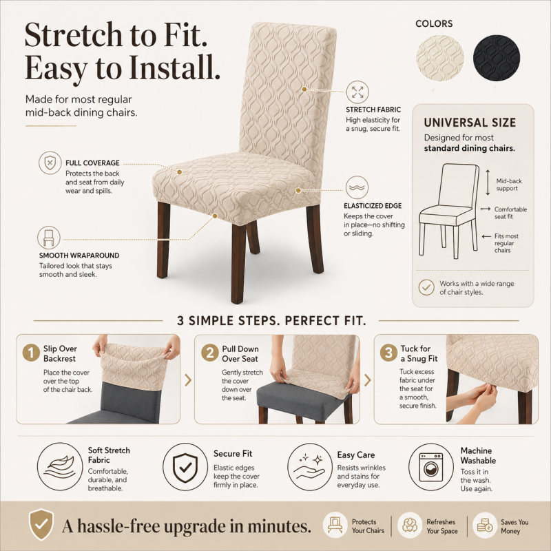 Universele stretch stoelzittinghoezen