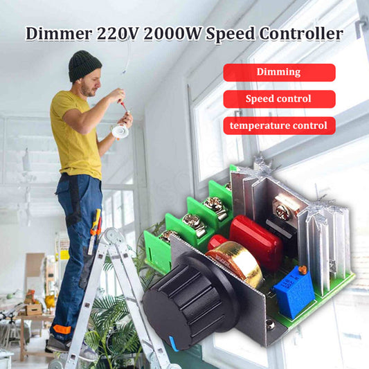 ❄️Zomerfresh 50% Korting!⚡2000W AC-Spanningsregelaarmodule – draaiknop-vermogensregelaar voor compatibele resistieve belastingen en borstelmotoren