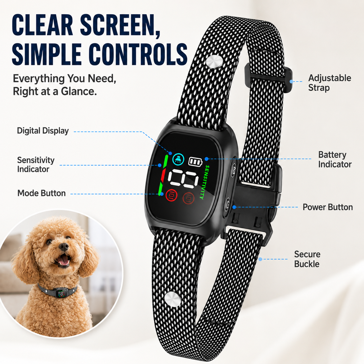 Slimme anti-blafhalsband voor honden
