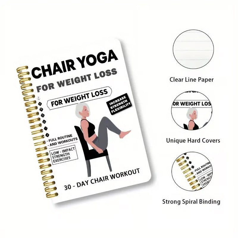 🧘 2+1 GRATIS – Spiraalnotitieboekje voor Stoelyoga & Beweging | Rustige Oefeningen voor Thuis | Blijf Actief op Eigen Tempo