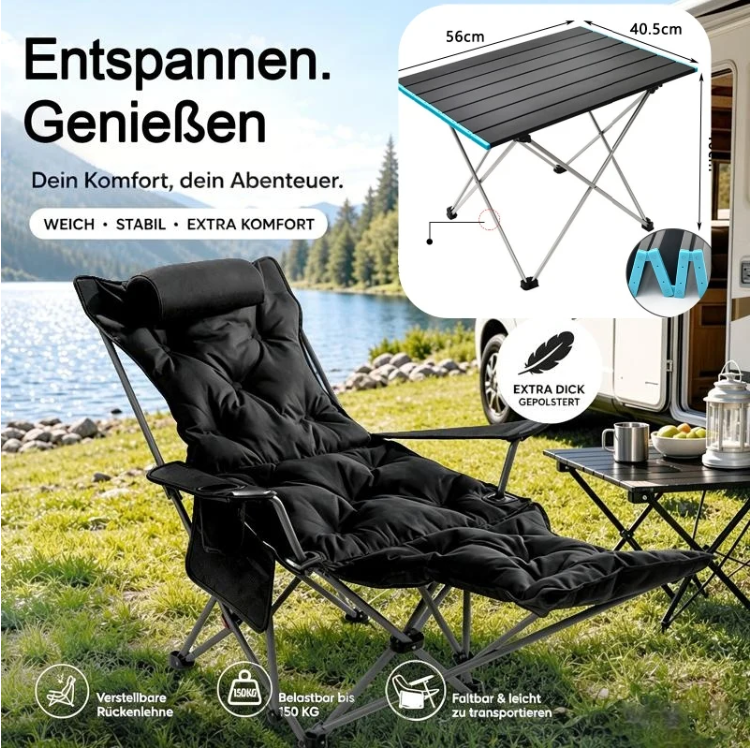 🪑 Verstelbare klapstoel voor buiten – Licht, stevig en veelzijdig – Ideaal voor in de tuin, op de camping, op het strand of op het terras – Gemakkelijk mee te nemen en in elkaar te zetten 🏕️✨