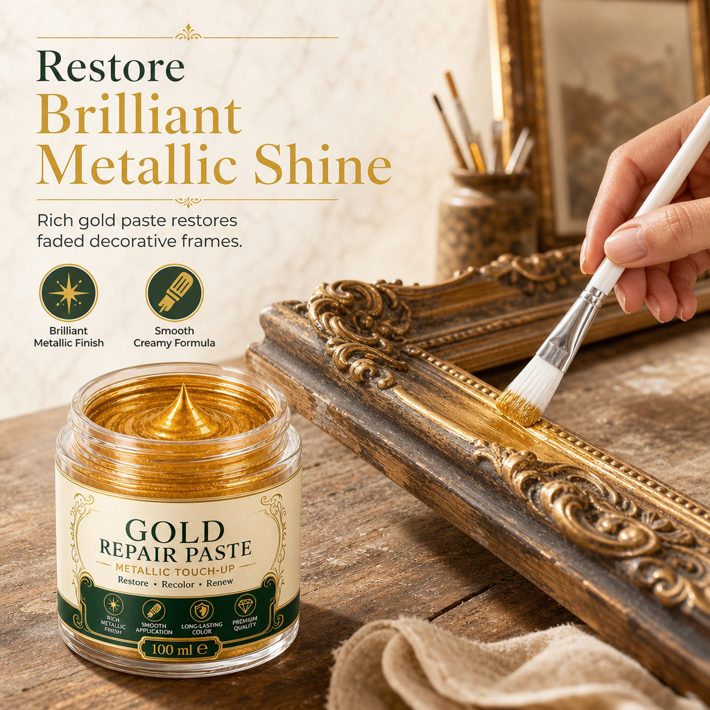🖌️🌟Goudkleurige metallic reparatiepasta met kwastje✨