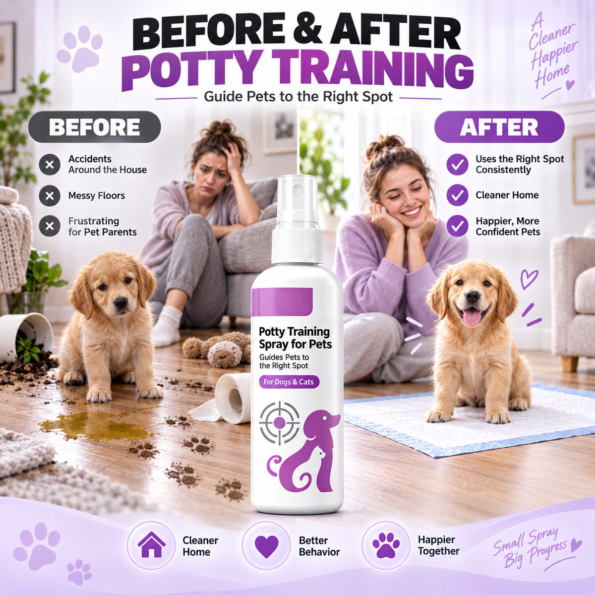 🥳HOT SALE🥳💞10K+ VERKOCHT! Potty Training Spray! Begeleidt huisdieren, veilige & eenvoudige spray. Schoner huis – haal de jouwe! ✅