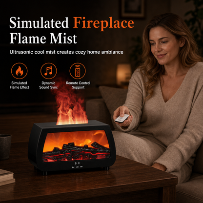 🔥 NU 50% KORTING! 💨 Luchtbevochtiger met haardvlameffect – Aromadiffuser, licht op het ritme van muziek & fluisterstil – Voor slaapkamer, kantoor & yoga 🌙