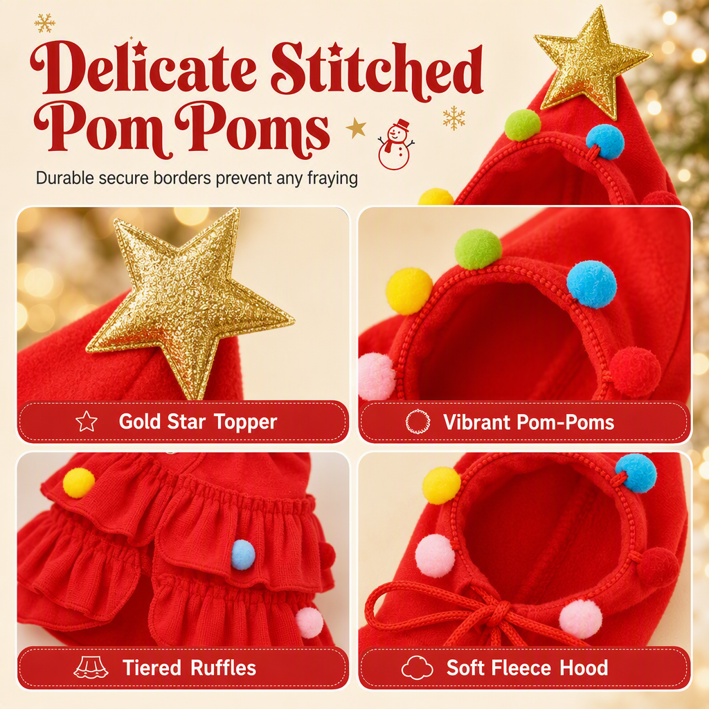 Christmas Tree Pet Cape Cloak for Cats & Dogs