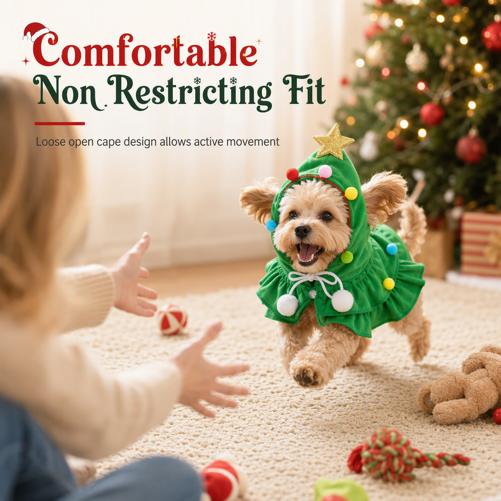 Christmas Tree Pet Cape Cloak for Cats & Dogs