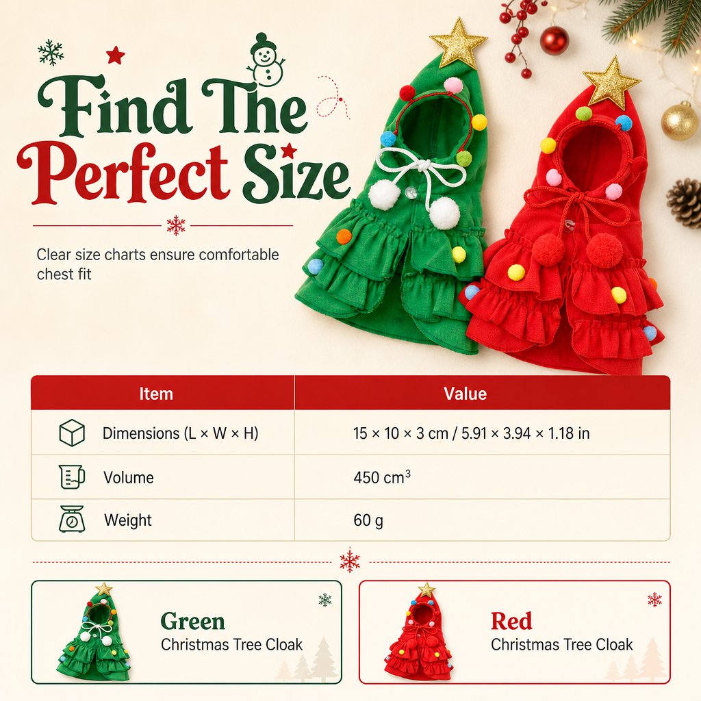 Christmas Tree Pet Cape Cloak for Cats & Dogs