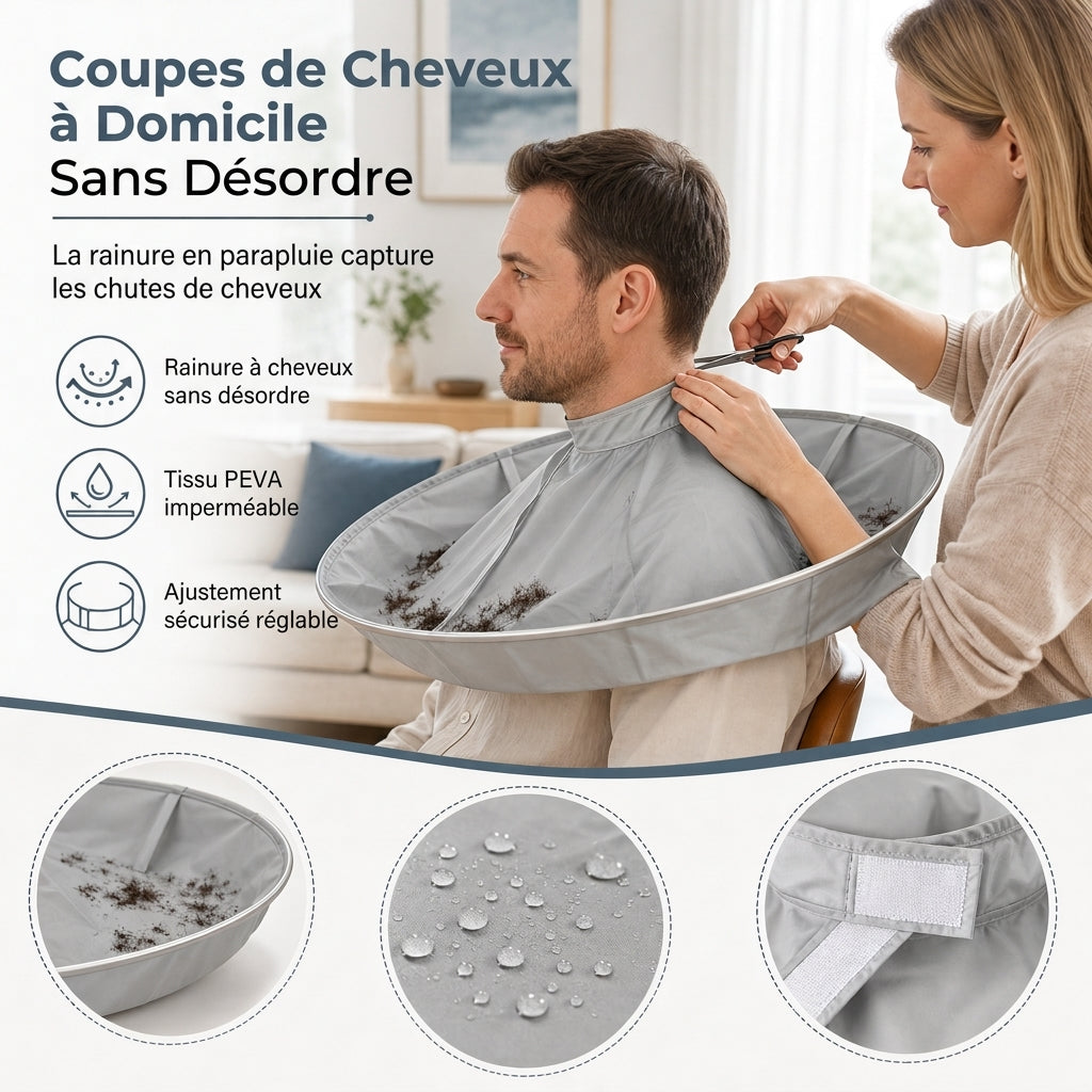 ✂️✨ Haarcape voor knippen met haarvanger – Houd haarresten van kleding en vloeren
