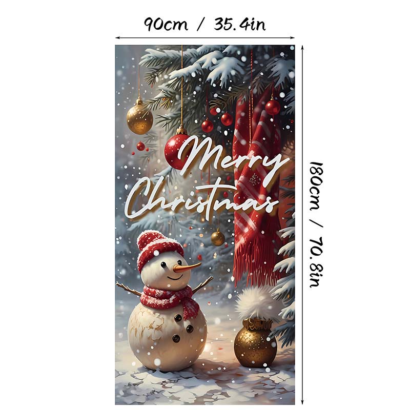 🎄 2+1 GRATIS – Kerstdeurdecoratie met Kerstman & Sneeuwpop – Feestelijke Prints, Kleurvast Polyester & Makkelijk Op Te Hangen