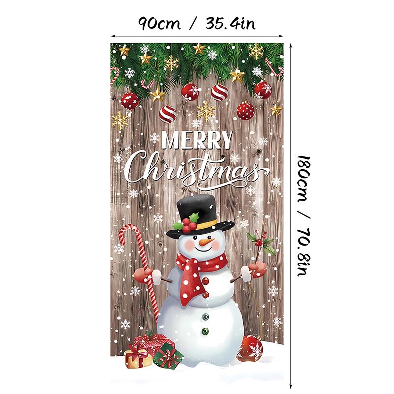 🎄 2+1 GRATIS – Kerstdeurdecoratie met Kerstman & Sneeuwpop – Feestelijke Prints, Kleurvast Polyester & Makkelijk Op Te Hangen