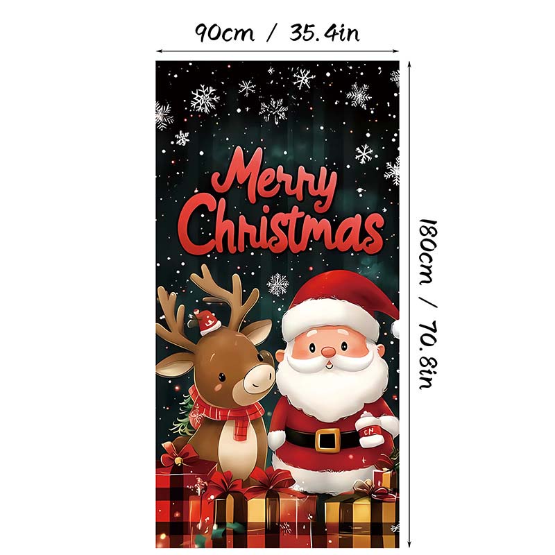 🎄 2+1 GRATIS – Kerstdeurdecoratie met Kerstman & Sneeuwpop – Feestelijke Prints, Kleurvast Polyester & Makkelijk Op Te Hangen