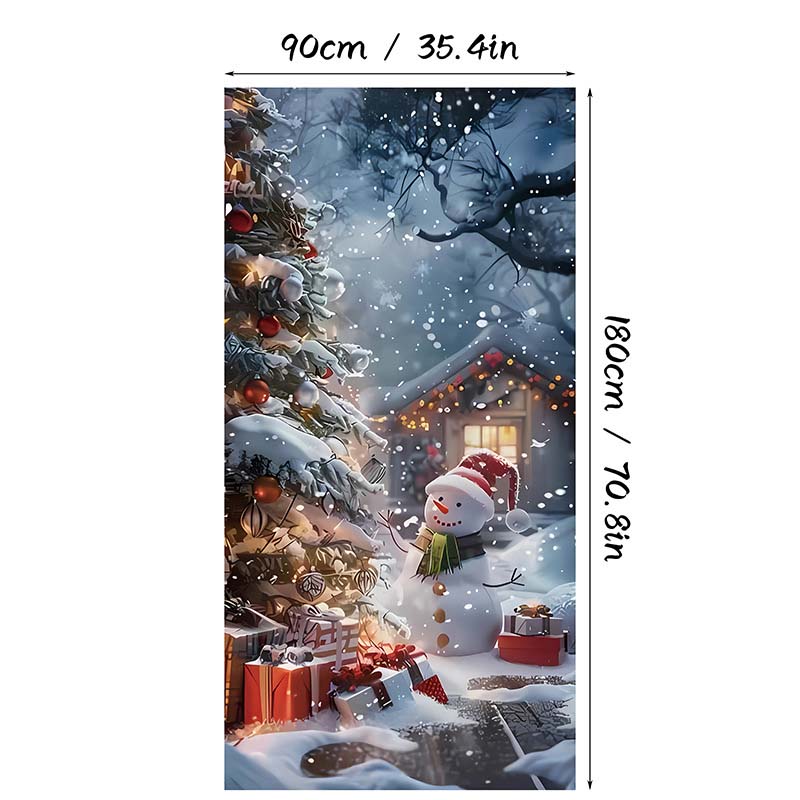 🎄 2+1 GRATIS – Kerstdeurdecoratie met Kerstman & Sneeuwpop – Feestelijke Prints, Kleurvast Polyester & Makkelijk Op Te Hangen
