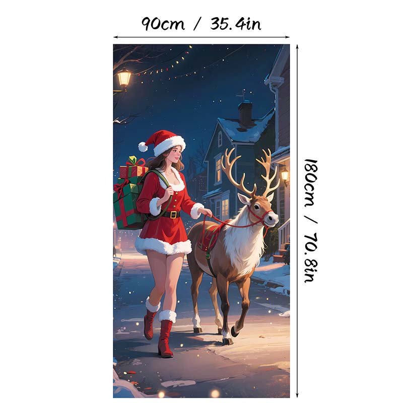 🎄 2+1 GRATIS – Kerstdeurdecoratie met Kerstman & Sneeuwpop – Feestelijke Prints, Kleurvast Polyester & Makkelijk Op Te Hangen