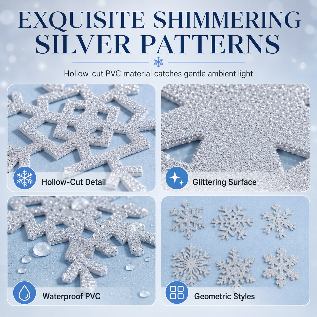 💥🎁 Van gewone kamer naar betoverende winterse sfeer – deze glow-in-the-dark sneeuwvlokstickers met zilveren glitter en blauwgroen licht zijn het ultieme kerstcadeau!
