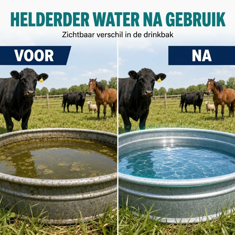 Sneloplossende reinigingstabletten voor veewaterreservoirs