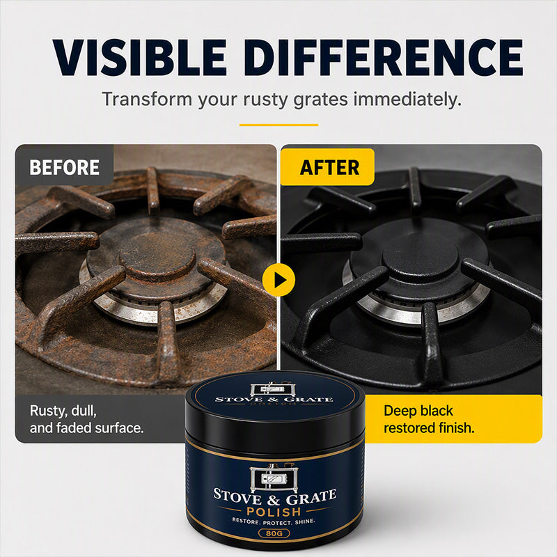 🔥⚫ 50% KORTING! Nooit meer doffe, grijze gietijzeren kachel! Deze kachelpoets met spons herstelt de diepe zwarte glans en beschermt tegen hitte – 80g!