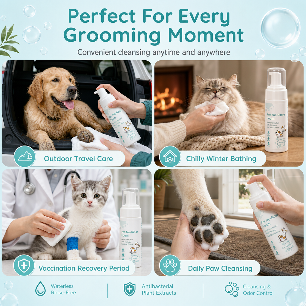 ⏳ Tijdelijke aanbieding⏳ Reinigingsschuim zonder uitspoelen voor katten en honden, 120 ml