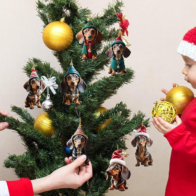 7-delige Kerstboomversiering - Hangende hondenornamenten